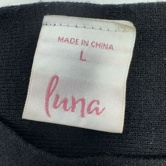 Luna Black Women's Sweater‎ Size L Gold Beads Long Sleeve Soft Pullover *READ - Picture 7 of 8